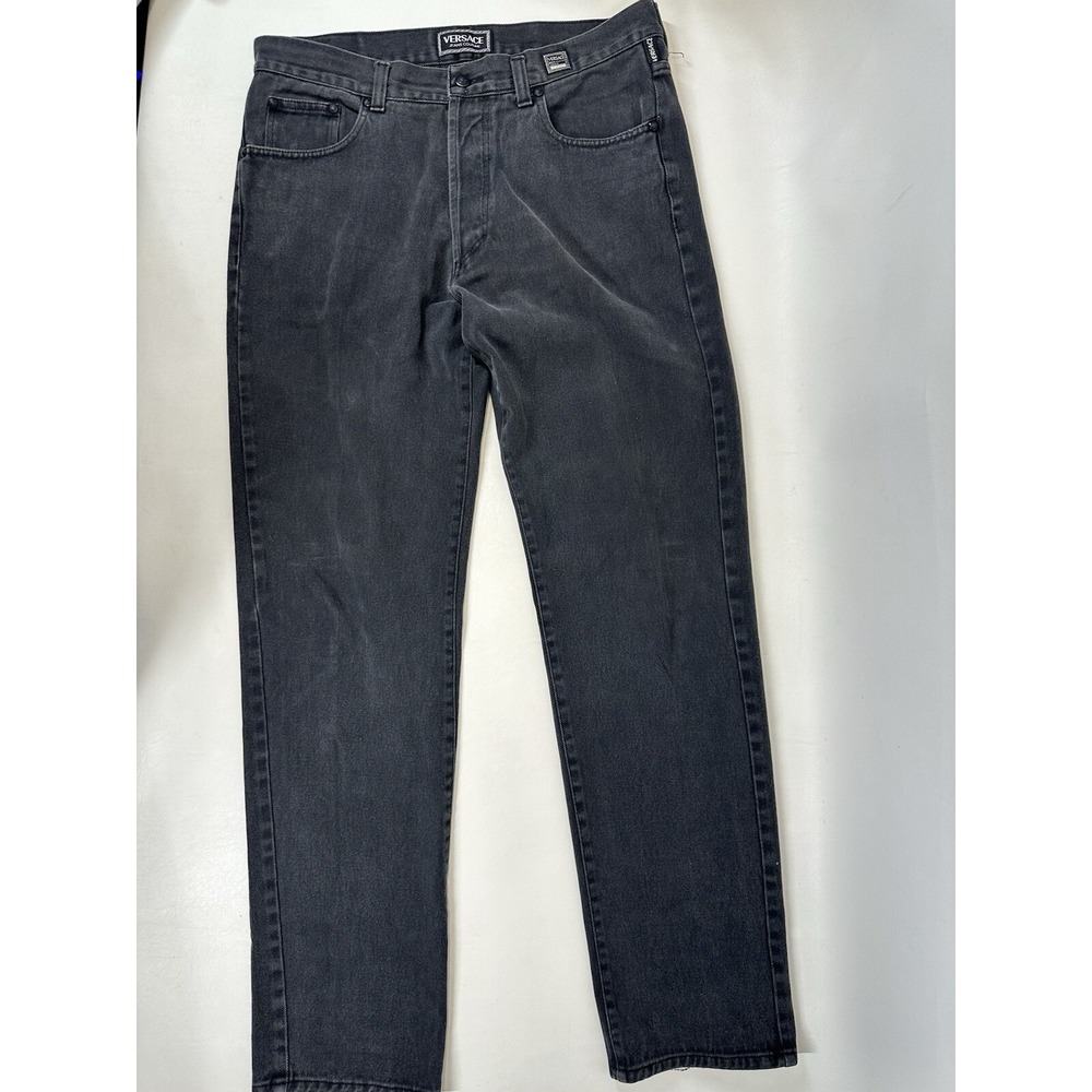 Versace Jeans Couture Mens Denim Jeans Dark Wash Button Fly Pants 36 x 35 RIPPED